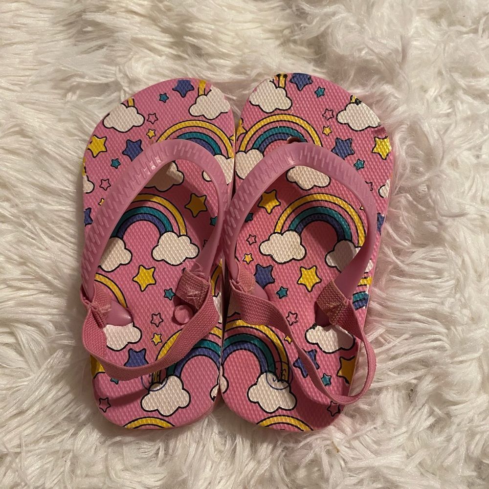 Pink Rainbow Toddler Flip Flops Size 5/6